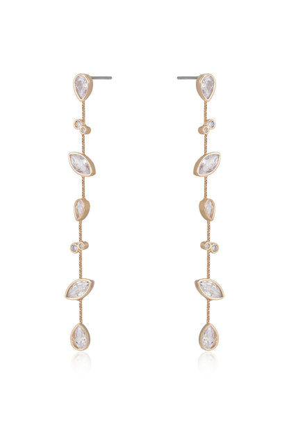 Falling Bezel Crystal Dangle Earrings