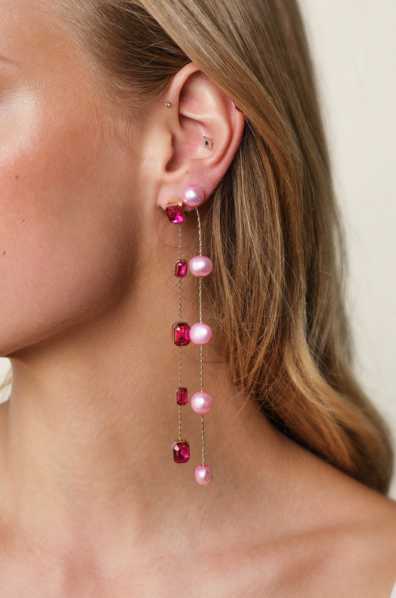 Good Long pink dangle earrings