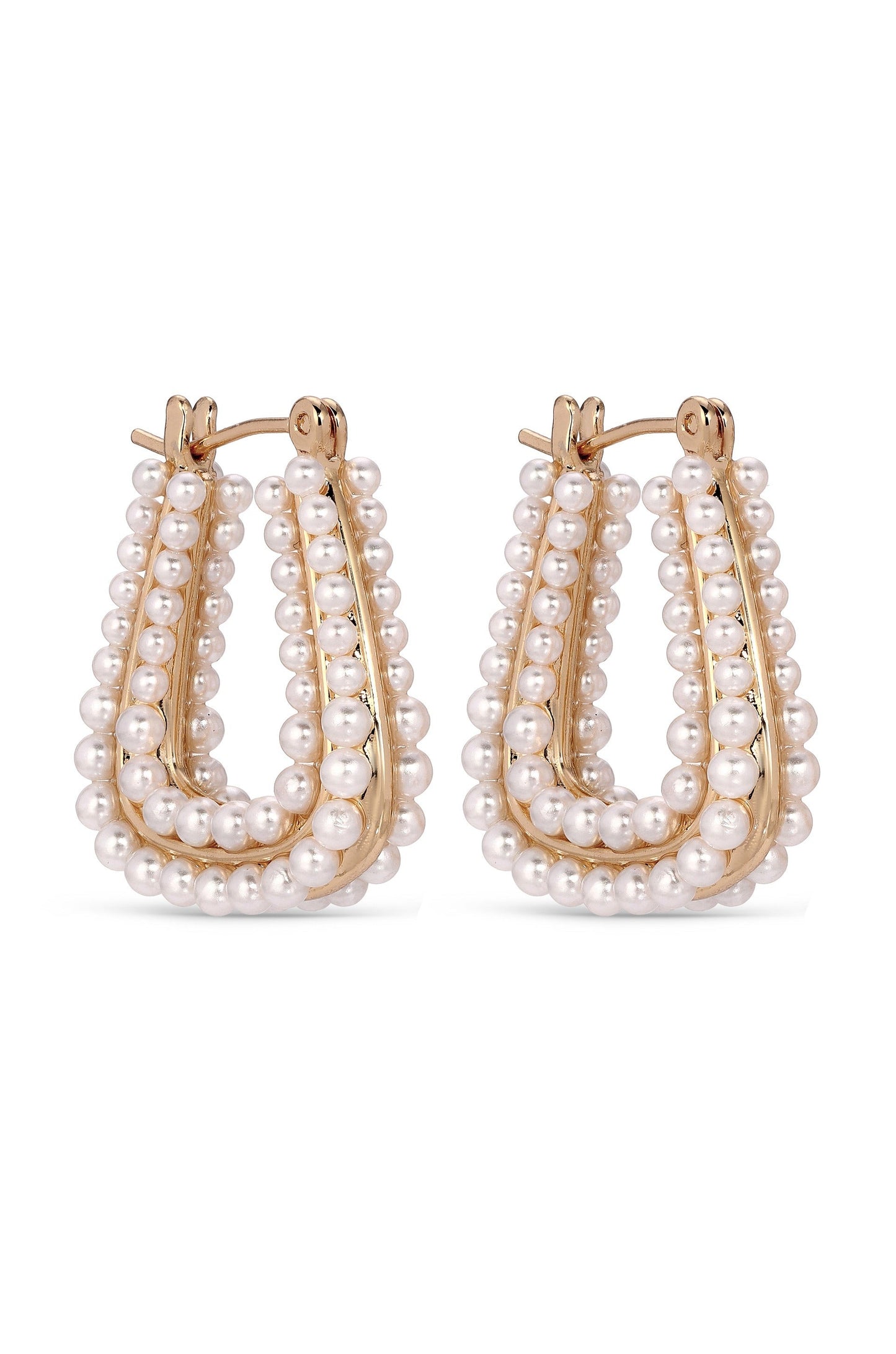 Soft Curve Pearl Lined Hoop Earrings