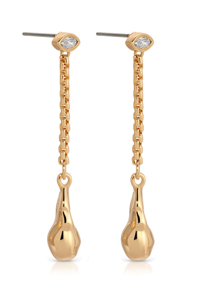 Drop Chain Hammered Earring