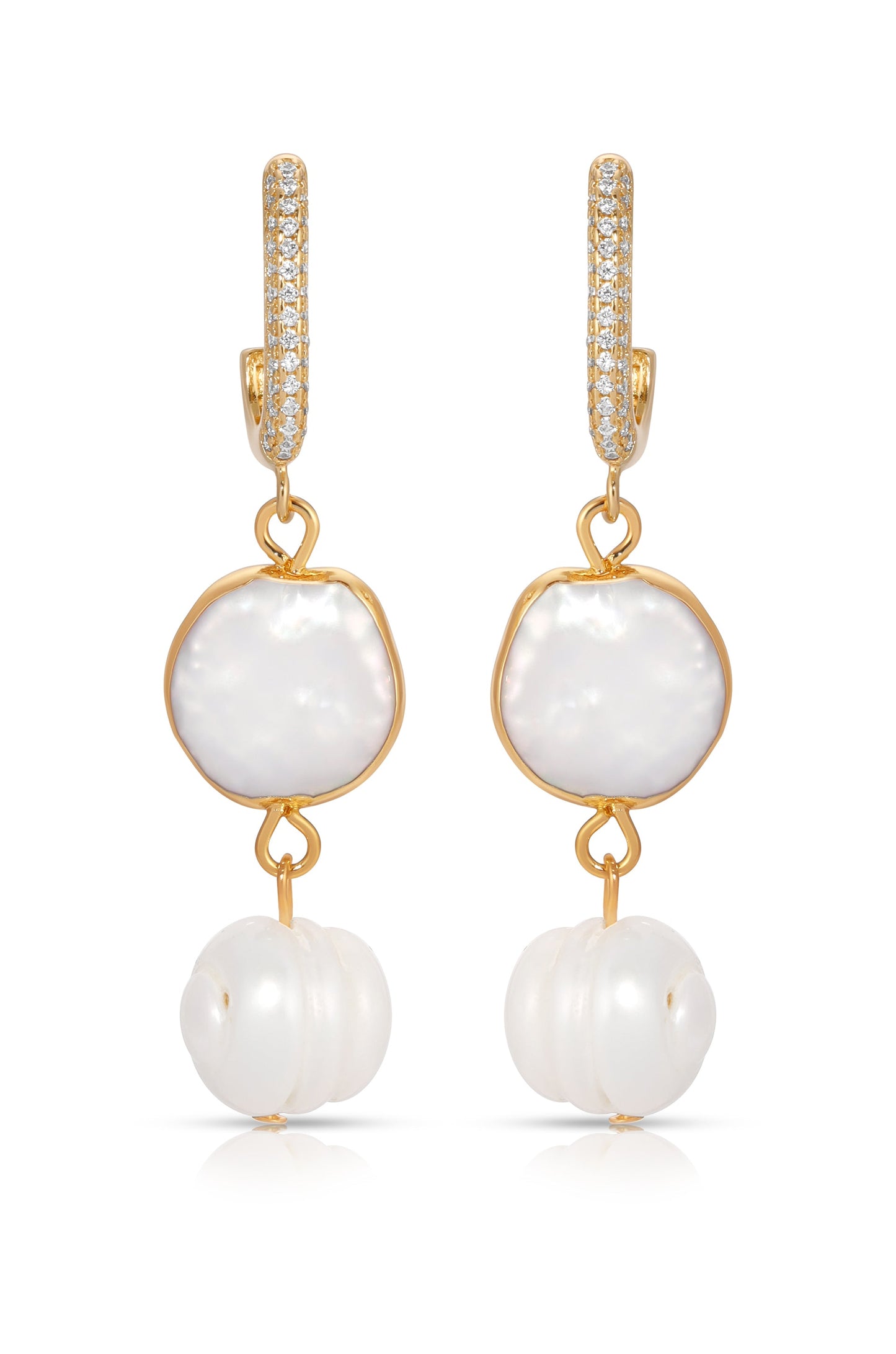 Dangling Freshwater Pearl Huggie Hoop Earrings