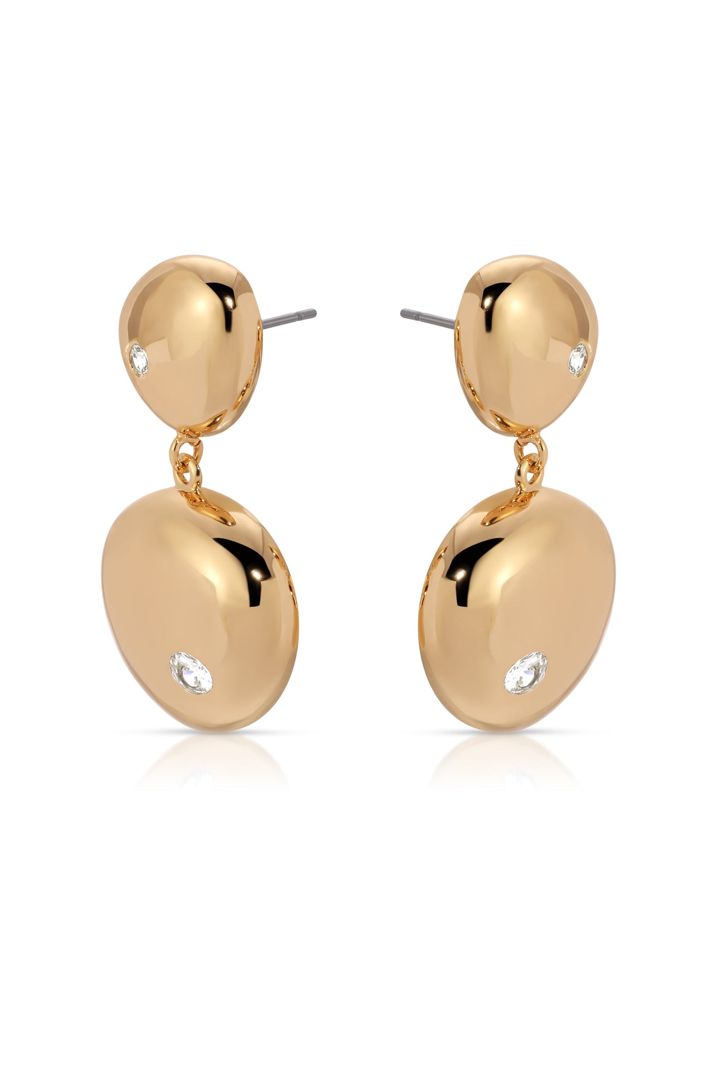 Polished Double Pebble Drop Earrings