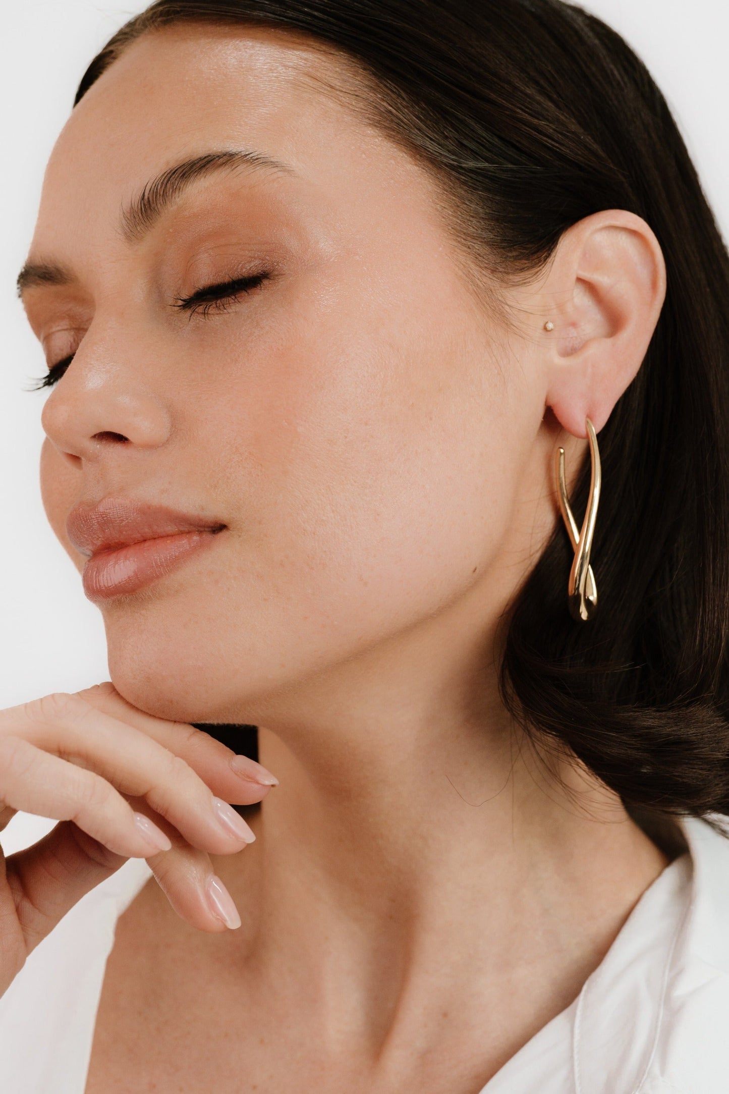 Oblong Abstract Hoop Earring