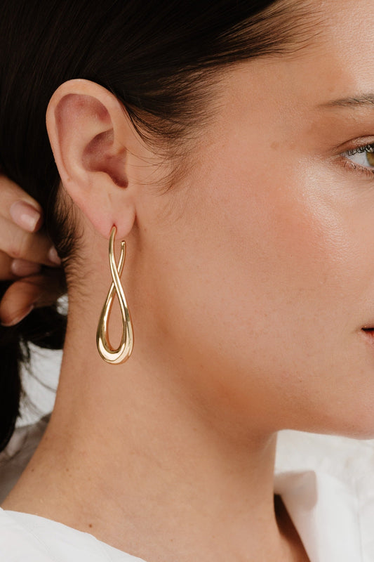 Oblong Abstract Hoop Earring