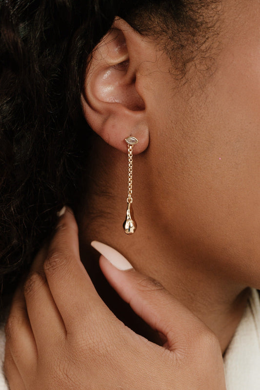 Drop Chain Hammered Earring