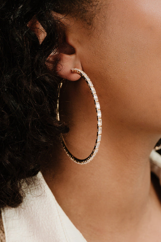 Crystal All Around Hoop Earrings