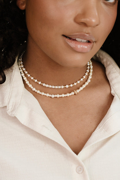 Pearls Double Sparkle Beaded Necklace Set