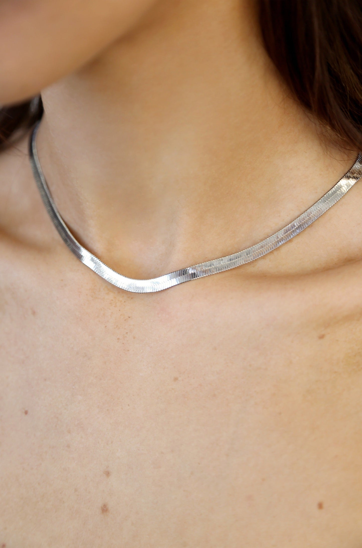 Brooklyn Flat Herringbone Chain Necklace