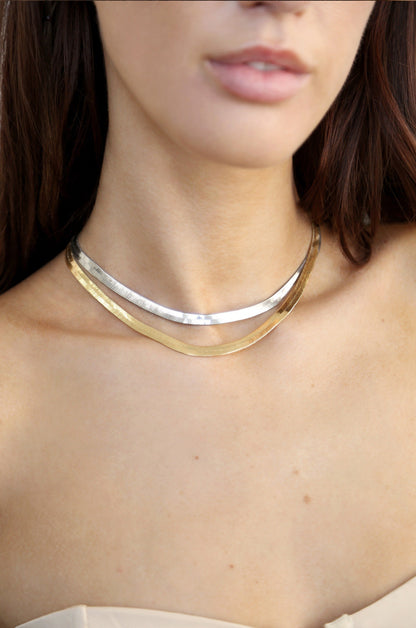 Brooklyn Flat Herringbone Chain Necklace