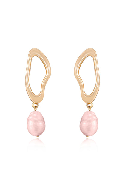 Open Circle Freshwater Pearl Earrings