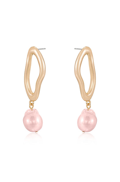 Open Circle Freshwater Pearl Earrings