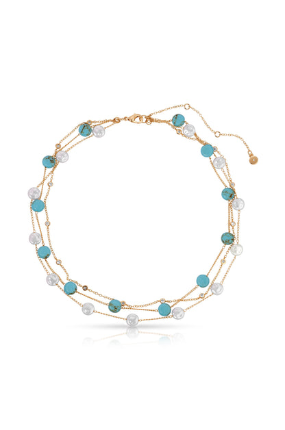 Dressed in Turquoise & Pearls Necklace