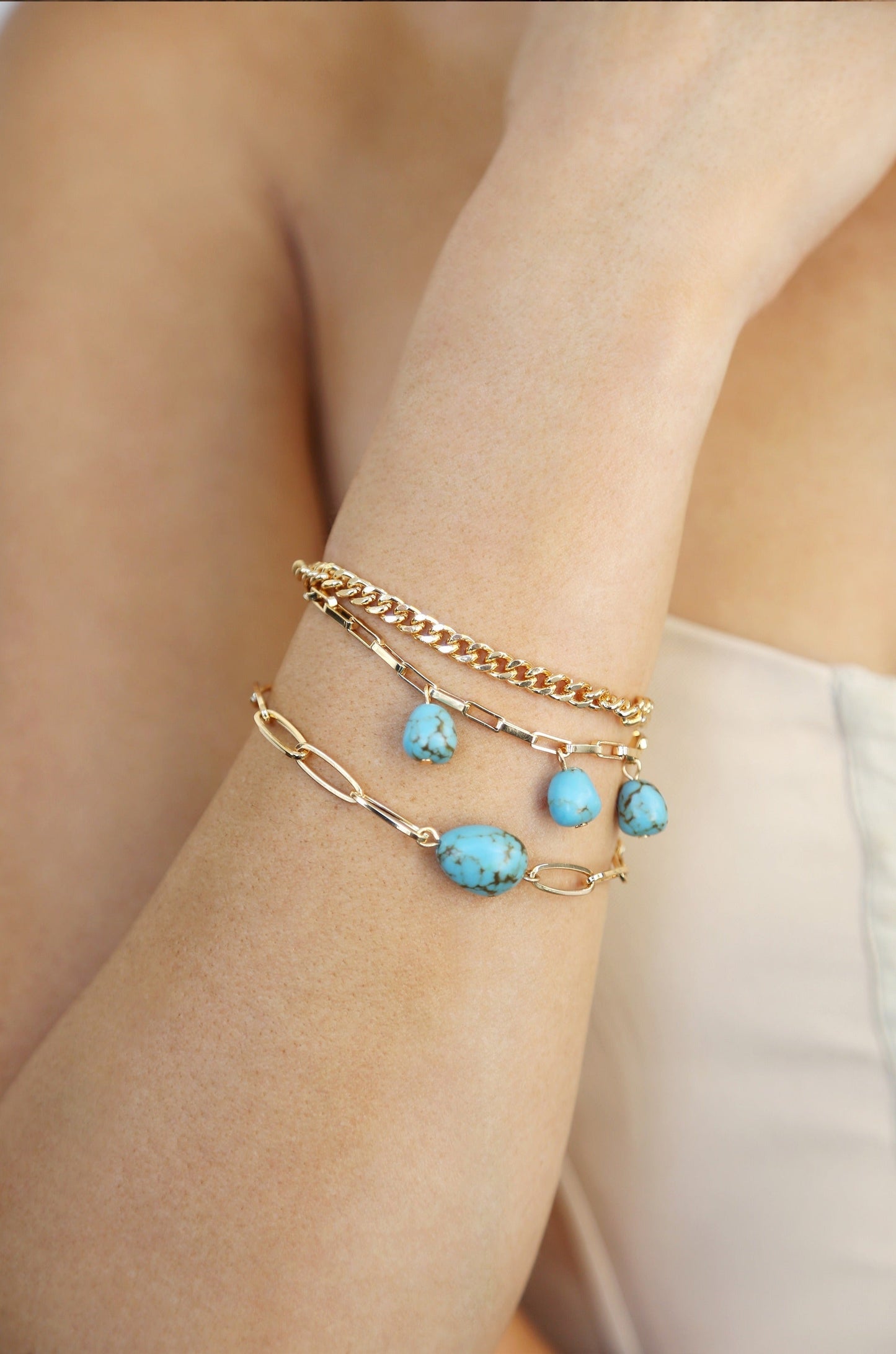 Turquoise Nugget Bracelet Set