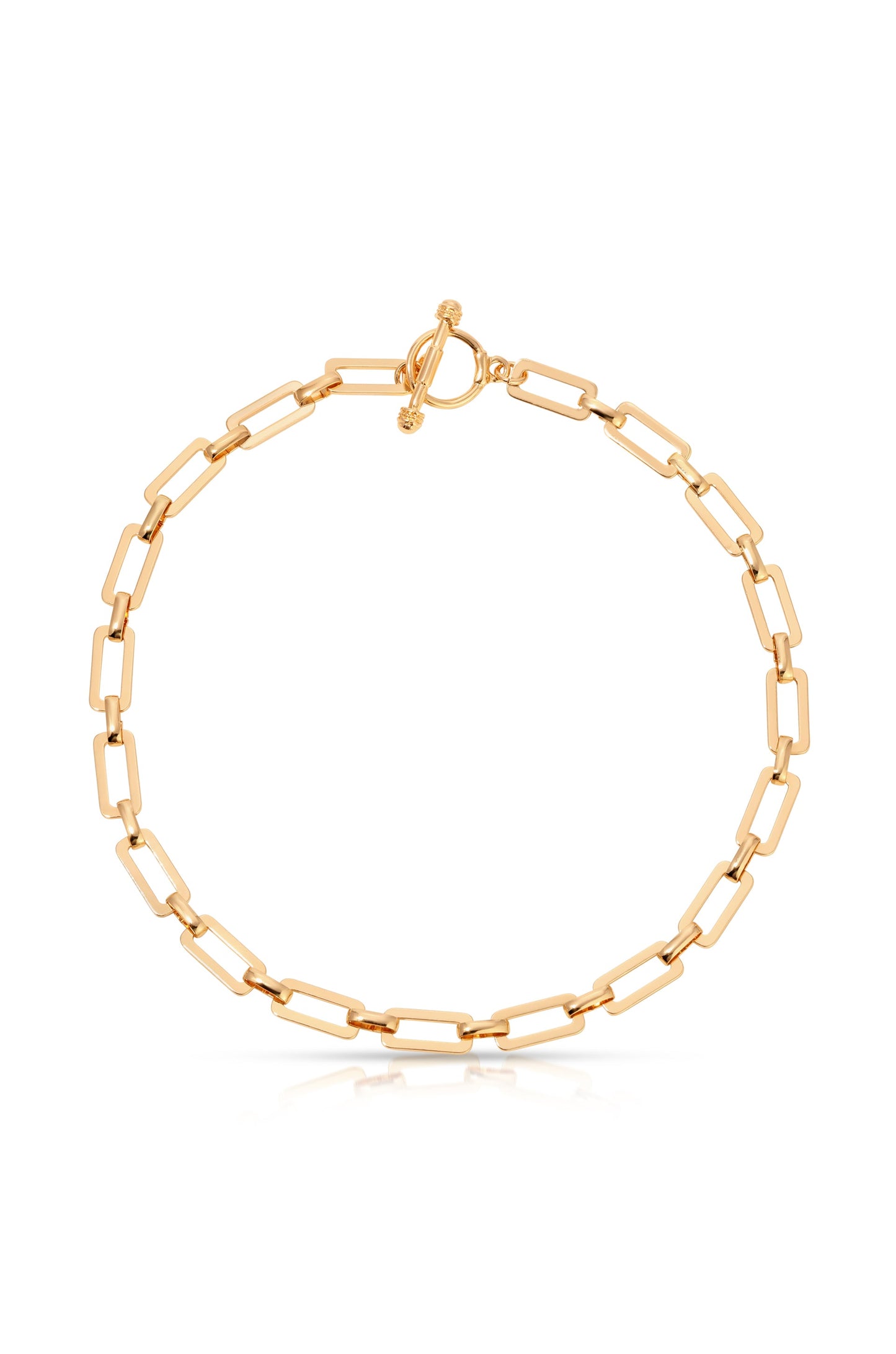 Golden Flat Rectangle Chain Necklace