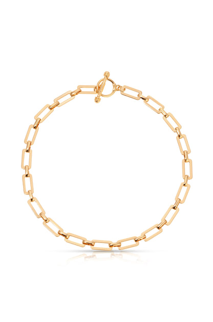 Golden Flat Rectangle Chain Necklace