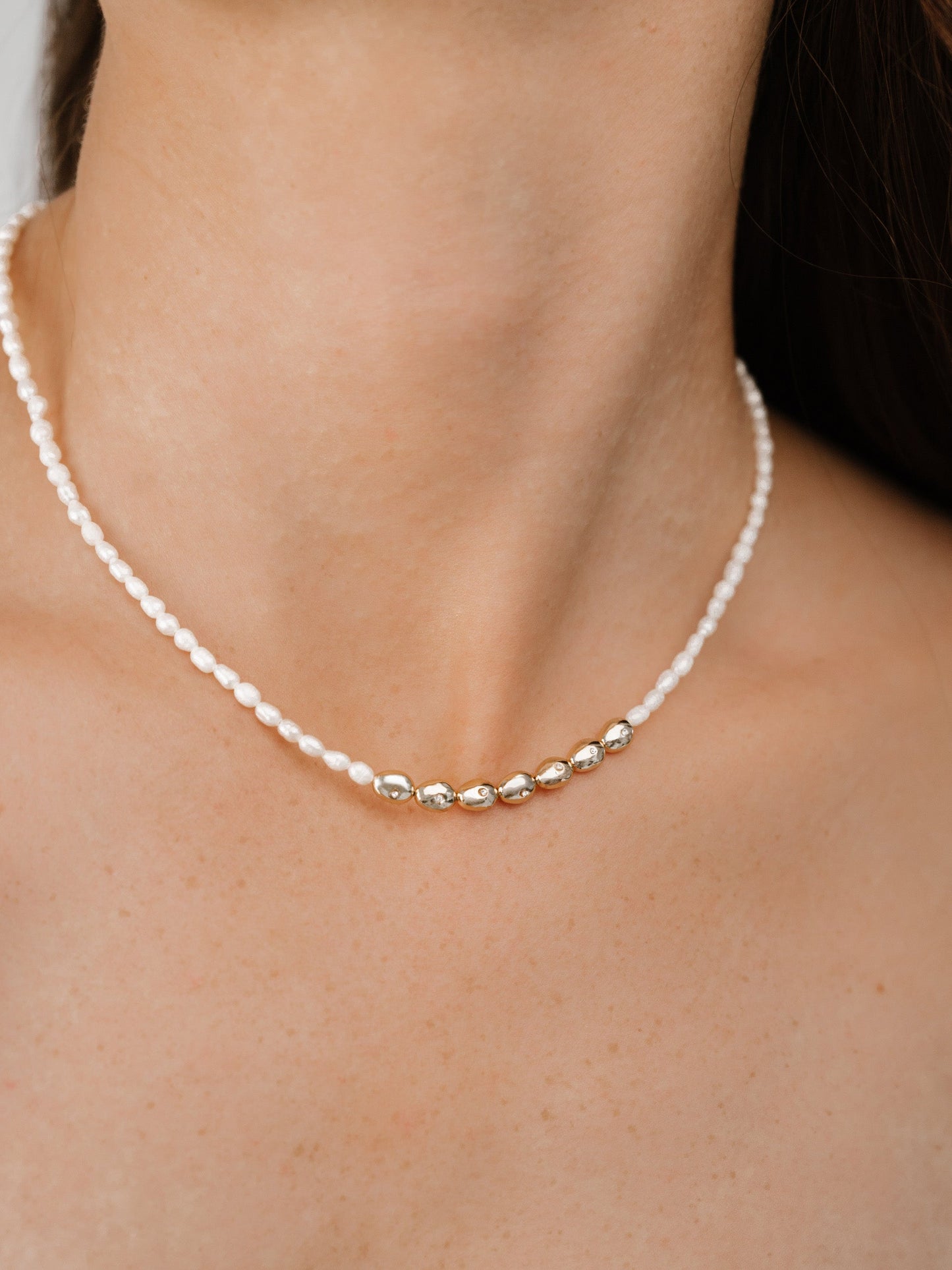 Freshwater Pearl Polished Pebble Necklace