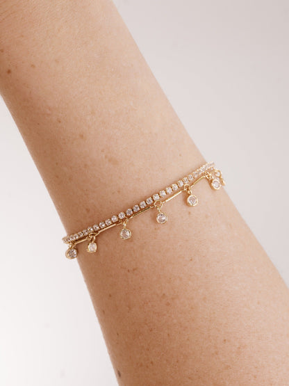 Crystal Droplet Chain Bracelet Set