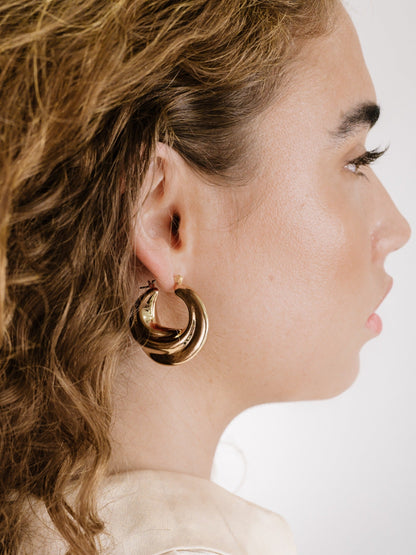 Crescent Swirl Hoop Earrings