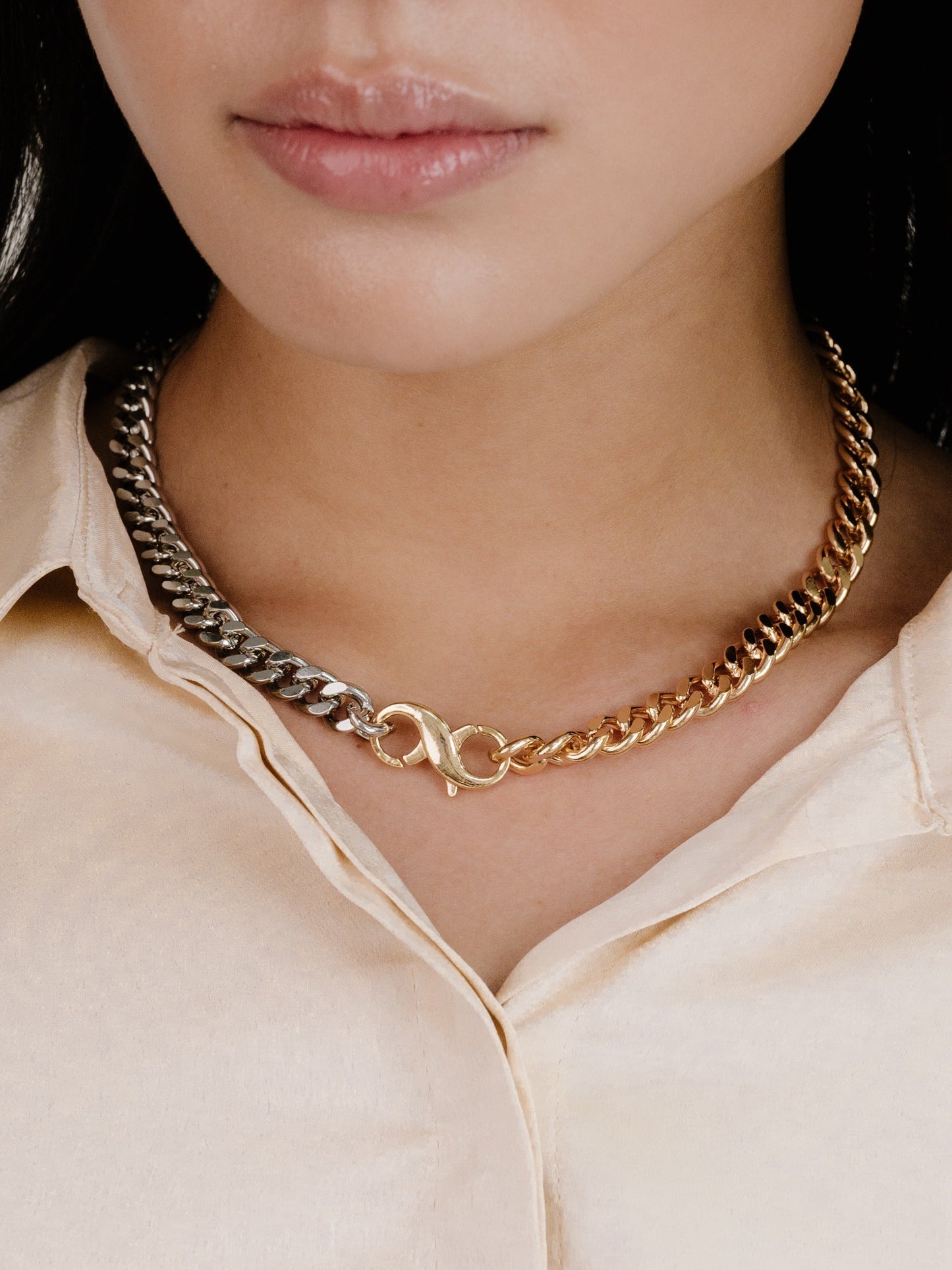 Mixed Metal Chain Link Necklace