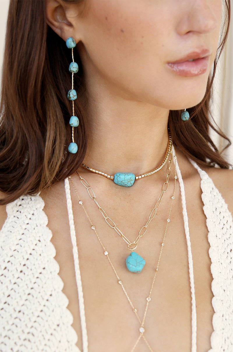 Dripping Turquoise Delicate Drop Earrings