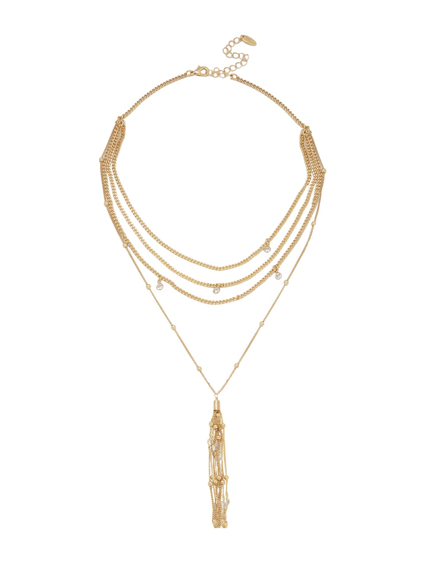 Layered Chain Drop Tassel Necklace