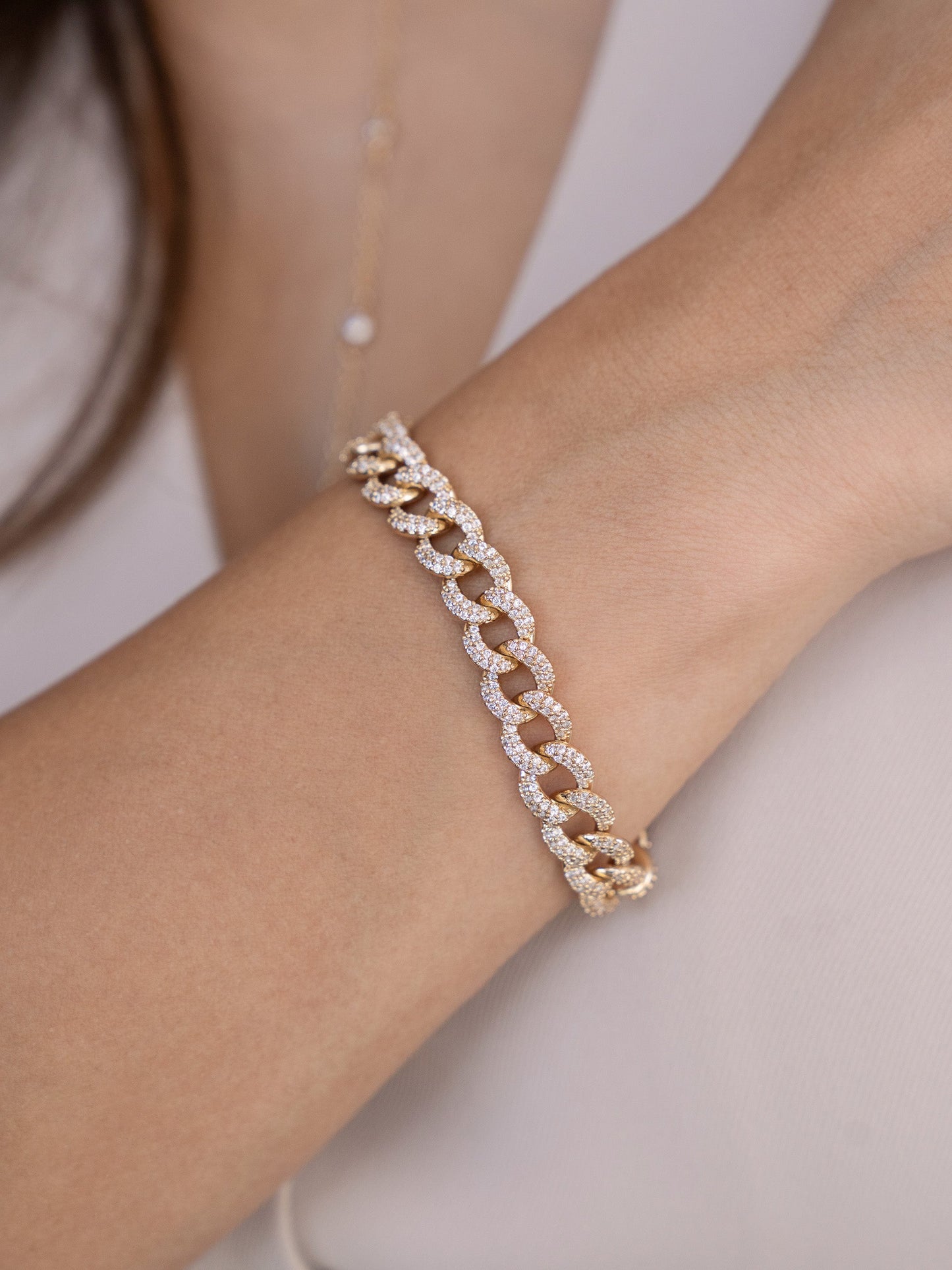 Embellished Pave Chain Bracelet