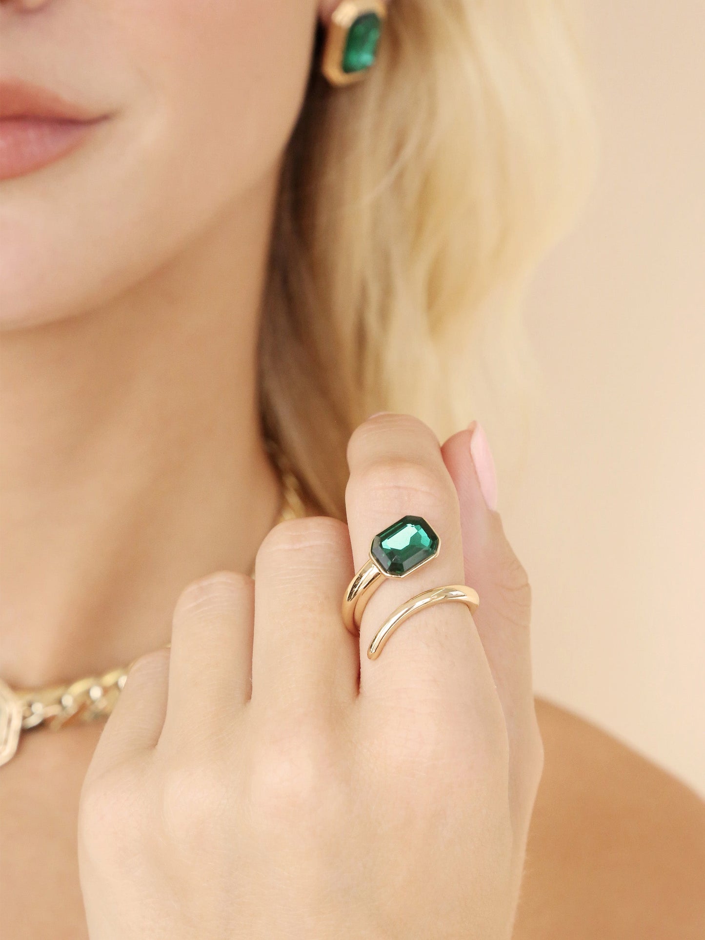 Emerald Deco Wrap Ring