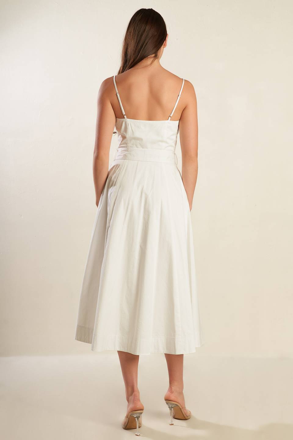 A DAY IN THE MEADOW WHITE WOVEN MIDI DRESS