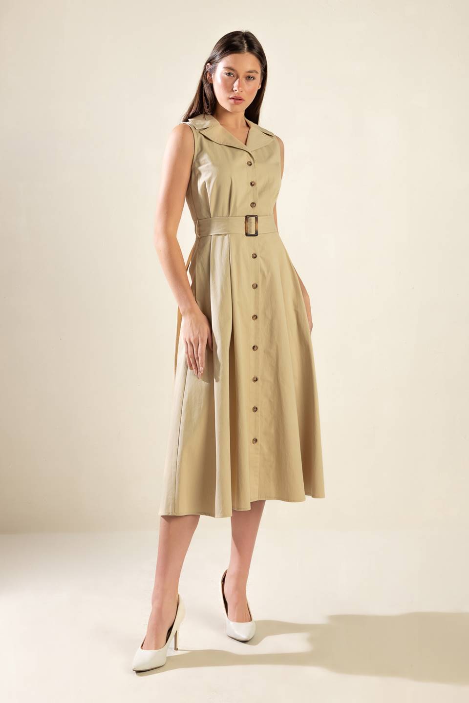 IDEAL APPROACH WOVEN MIDI DRESS