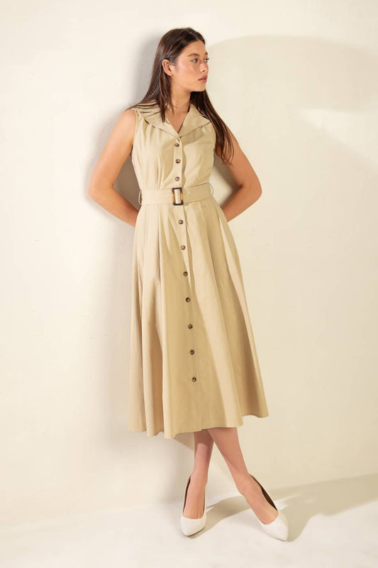 IDEAL APPROACH WOVEN MIDI DRESS