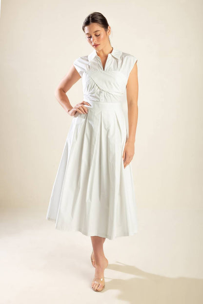 DREAMY IMPRESSION WOVEN MIDI DRESS