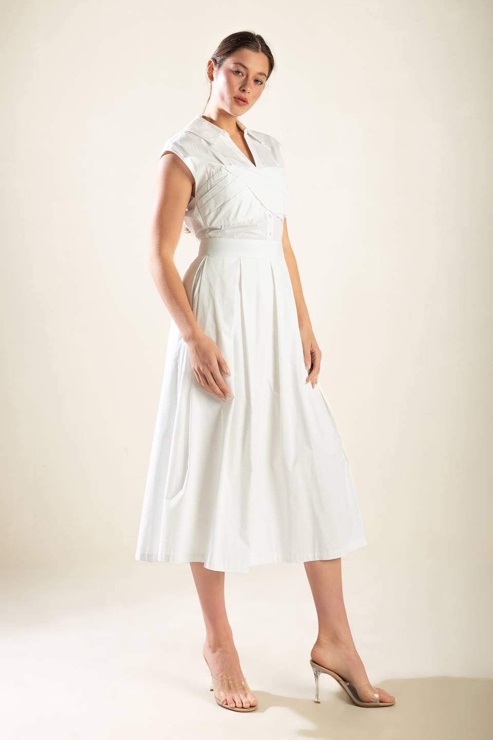 DREAMY IMPRESSION WOVEN MIDI DRESS