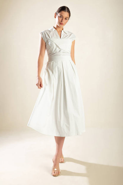 DREAMY IMPRESSION WOVEN MIDI DRESS