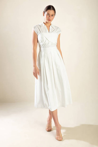 DREAMY IMPRESSION WOVEN MIDI DRESS