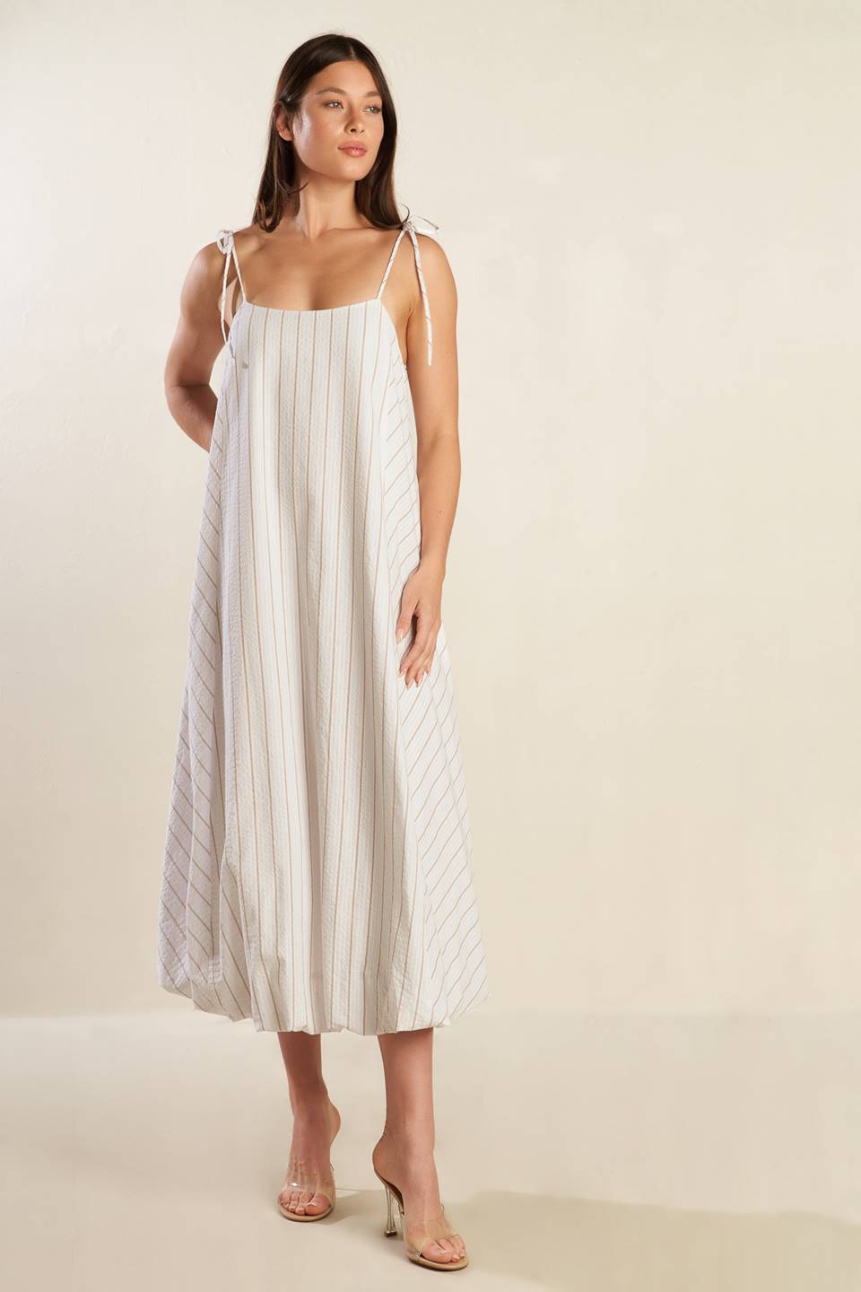 JUST WONDERING WOVEN MIDI DRESS