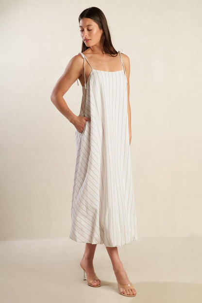 JUST WONDERING WOVEN MIDI DRESS