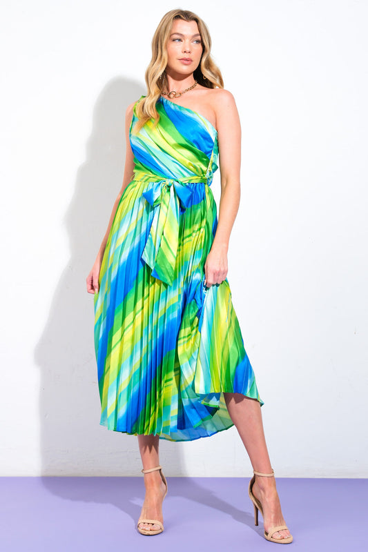 EXUBERANT ELEGANCE WOVEN MIDI DRESS