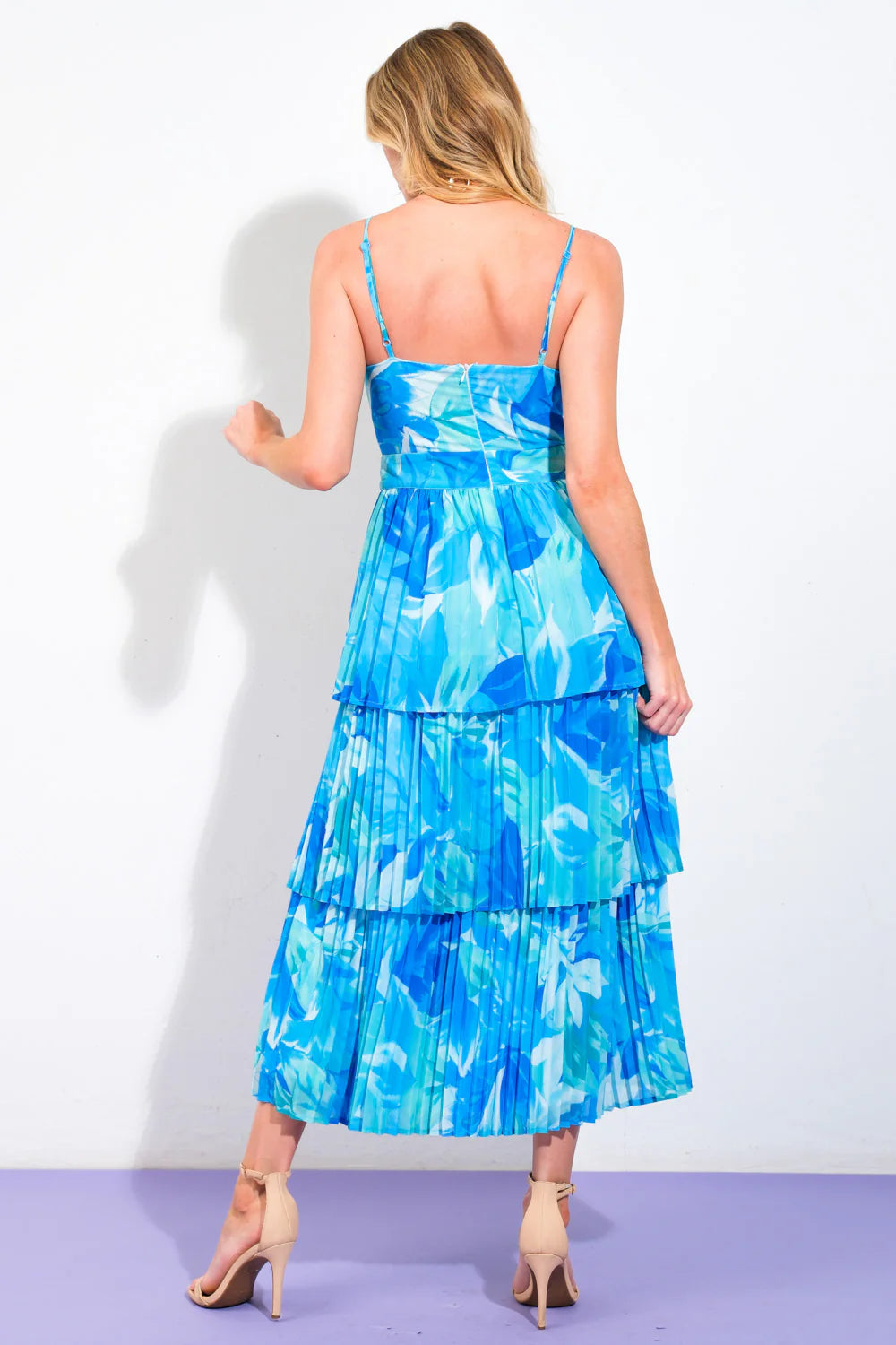 Size Medium, Take A Vacation Ocean Woven Midi Dress - FINAL SALE