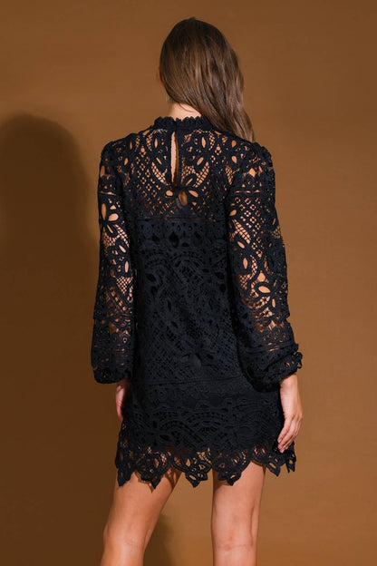 GETTING STARTED WOVEN LACE MINI DRESS