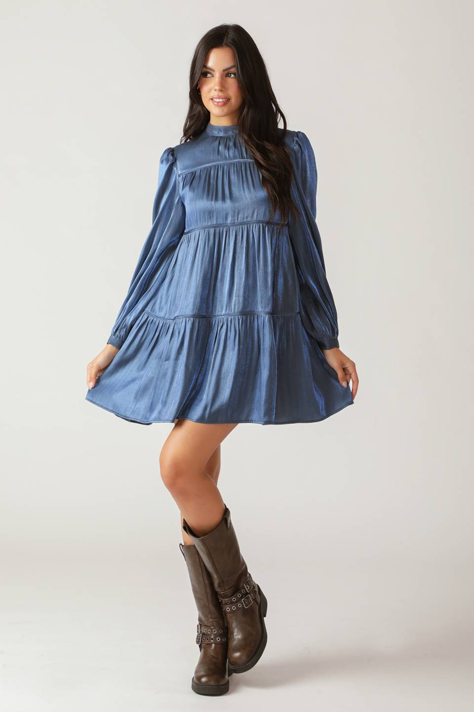 SERENITY CALLING WOVEN BABYDOLL MINI DRESS