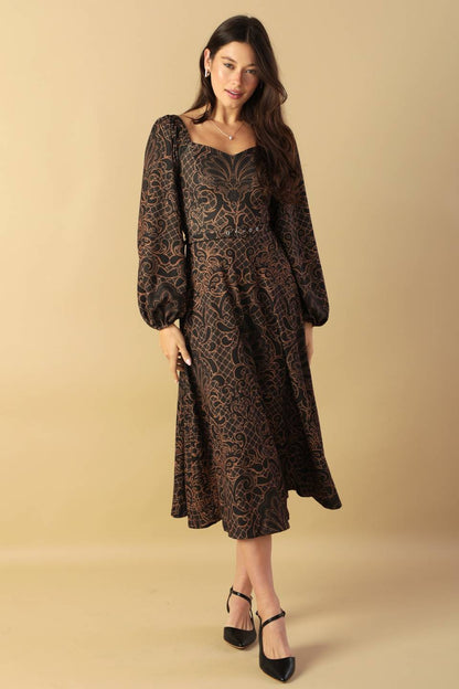 RUSTIC ALLURE WOVEN MIDI DRESS