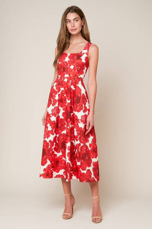 WAVES OF LIFE WOVEN MIDI DRESS