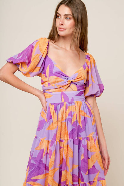 BLOOMING BRUNCH WOVEN MIDI DRESS