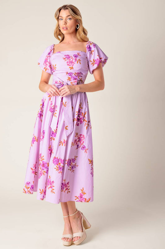 ON CLOUD NINE LAVENDER WOVEN MIDI DRESS