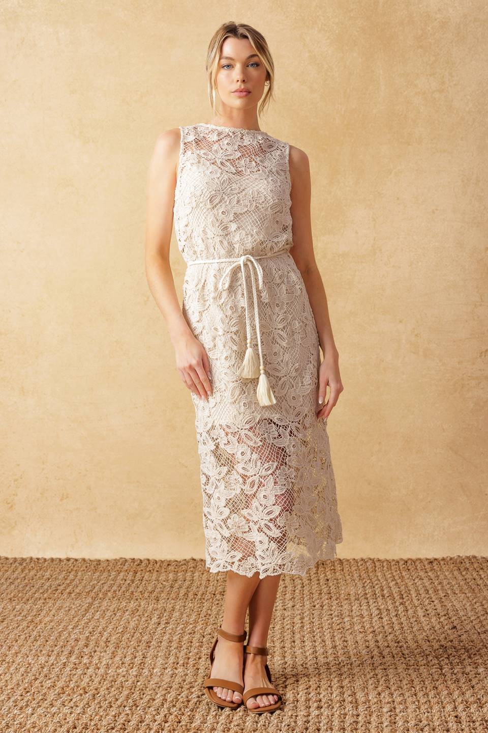 TIMELESS TREASURES LACE WOVEN MIDI DRESS