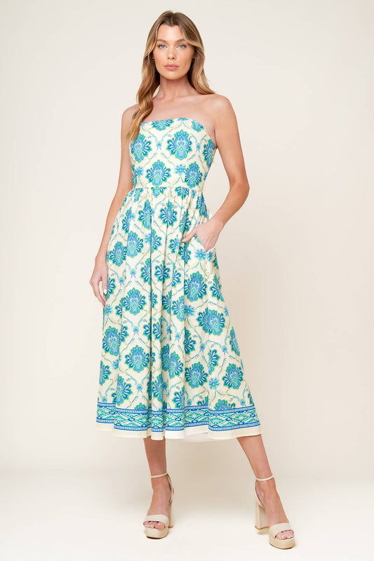 THRIVING POISE WOVEN MIDI DRESS