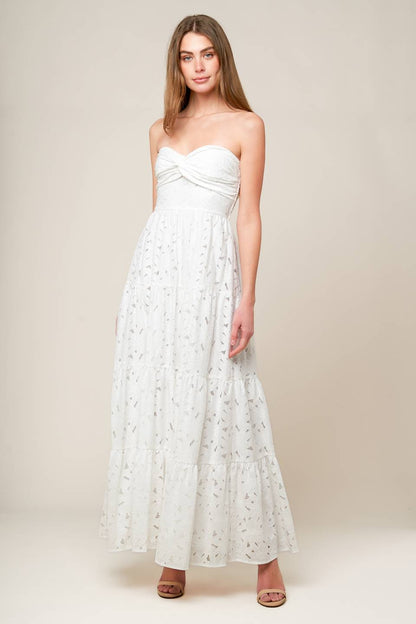 WISHING WELL WHITE WOVEN LACE MAXI DRESS