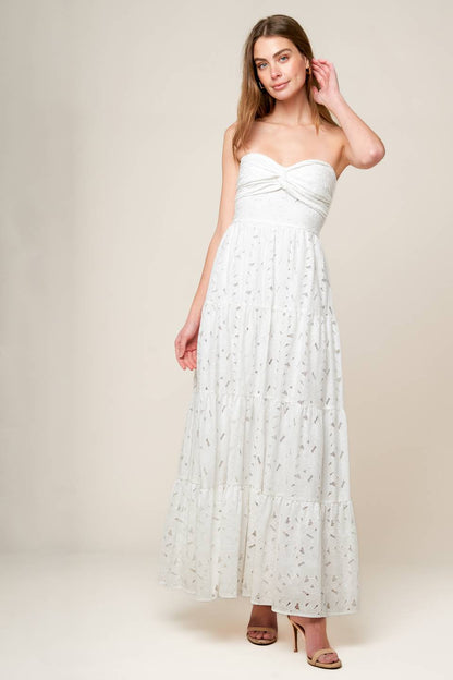 WISHING WELL WHITE WOVEN LACE MAXI DRESS