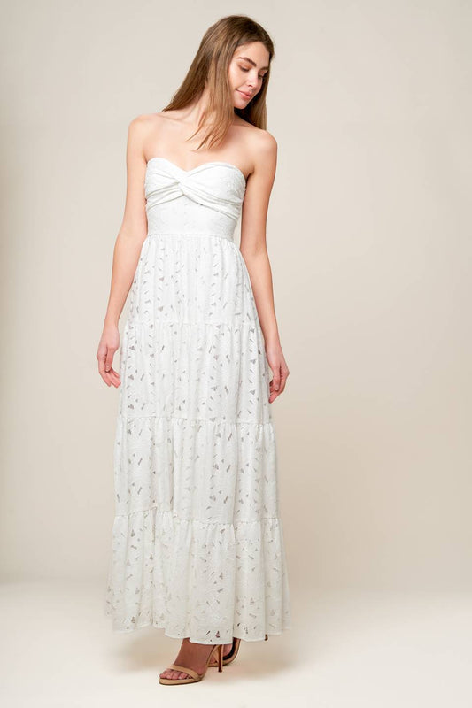 WISHING WELL WHITE WOVEN LACE MAXI DRESS