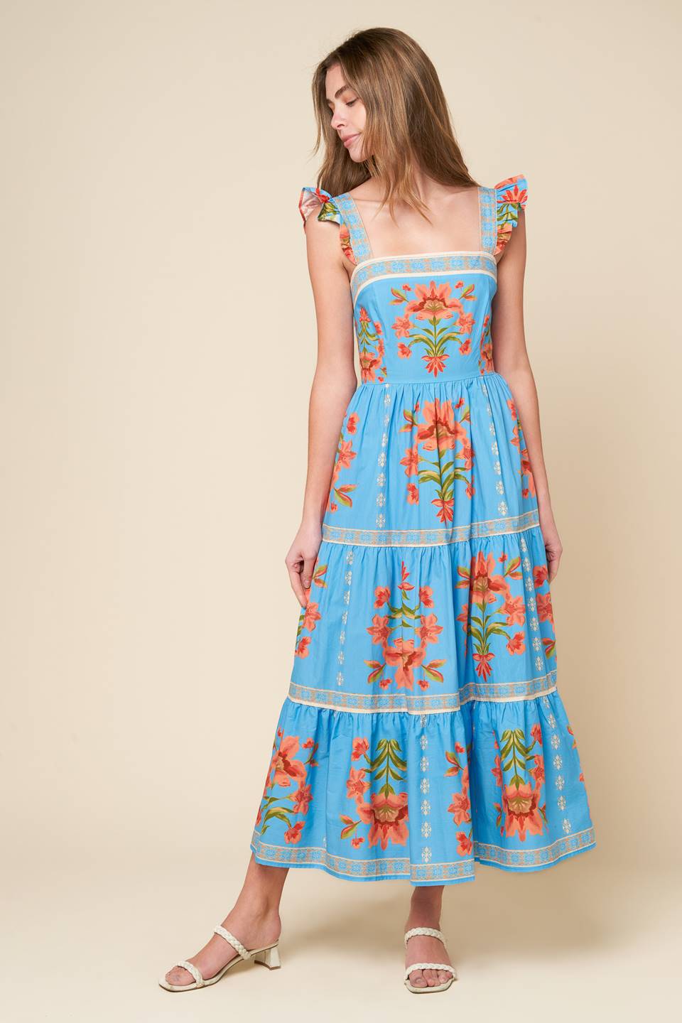 LOVELIEST MUSE WOVEN MIDI DRESS